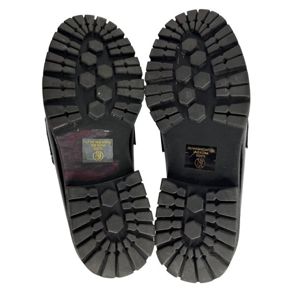 Vintage SODA Black Patent Leather Chunky Y2K Loafer Gold Chain Accent 7.5M Goth - Picture 8 of 10